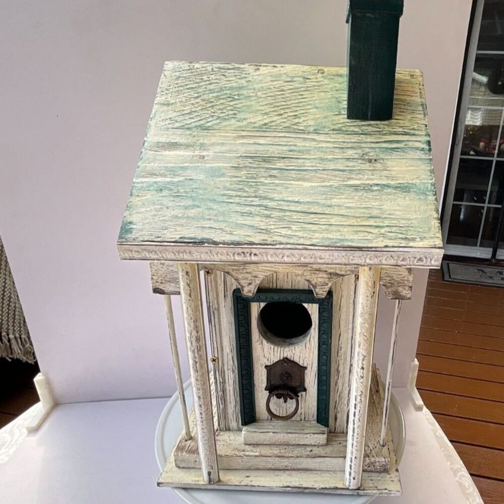 Incredible Handmade Bird house Vintage reclaimed wood; ornate vintage hardware